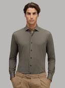 Shirt man xacus solid colour textured brown_6