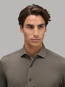 Shirt man xacus solid colour textured brown_7