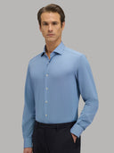Shirt man xacus pattern textured navy blue_3