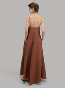 Dress woman xacus solid colour linen burnt umber_3