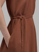 Dress woman xacus solid colour linen burnt umber_5