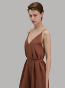 Dress woman xacus solid colour linen burnt umber_7