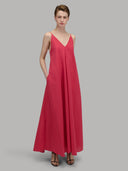 Dress woman xacus solid colour muslin red strawberry_6