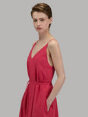 Dress woman xacus solid colour muslin red strawberry_7