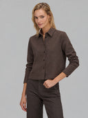 Shirt woman xacus solid colour twill brown_1