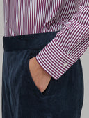 Pants woman xacus solid colour velvet navy blue_5