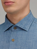Shirt man xacus solid colour indigo blue jeans_2
