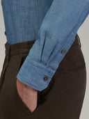Shirt man xacus solid colour indigo blue jeans_5