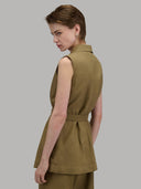 Dress woman xacus solid colour linen mud_3