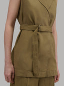 Dress woman xacus solid colour linen mud_5