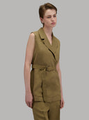 Dress woman xacus solid colour linen mud_6
