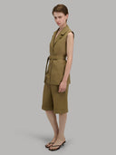 Dress woman xacus solid colour linen mud_7