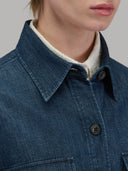 Shirt woman xacus solid colour gabardine dark blue_2