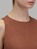 Blouse woman xacus solid colour linen burnt umber_2