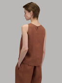 Blouse woman xacus solid colour linen burnt umber_3