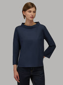 Blouse woman xacus solid colour poplin navy blue_6