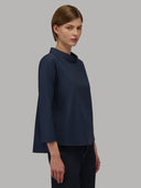 Blouse woman xacus solid colour poplin navy blue_7