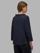 Blouse woman xacus solid colour poplin navy blue_3