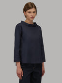 Blouse woman xacus solid colour poplin navy blue_6