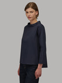 Blouse woman xacus solid colour poplin navy blue_7