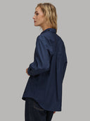 Shirt woman xacus solid colour poplin navy blue_3