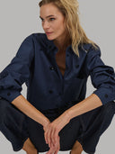Shirt woman xacus solid colour poplin navy blue_7