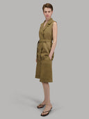 Pants woman xacus solid colour linen mud_3