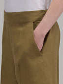 Pants woman xacus solid colour linen mud_5