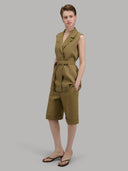 Pants woman xacus solid colour linen mud_7