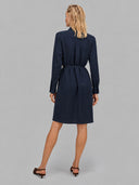 Dress woman xacus solid colour viscose navy blue_3