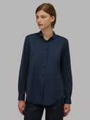 Shirt woman xacus solid colour oxford dark blue_1