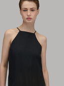 Dress woman xacus solid colour linen black_7