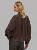 Shirt woman xacus solid colour silk brown_3