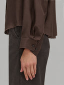 Shirt woman xacus solid colour silk brown_5