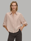 Shirt woman xacus solid colour silk beige_1