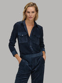 Shirt woman xacus solid colour velvet navy blue_1