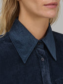 Shirt woman xacus solid colour velvet navy blue_2