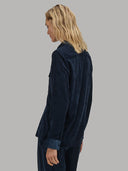 Shirt woman xacus solid colour velvet navy blue_3