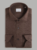 Shirt man xacus solid colour jersey dark brown_1