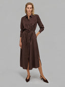 Chemisier woman xacus solid colour satin brown_1