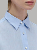 Shirt woman xacus solid colour linen light blue melange_2