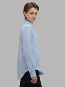 Shirt woman xacus solid colour linen light blue melange_6