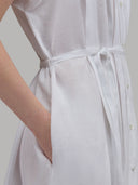 Dress woman xacus solid colour linen white_5