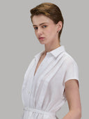 Dress woman xacus solid colour linen white_7