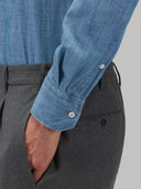 Shirt man xacus solid colour indigo blue jeans_5