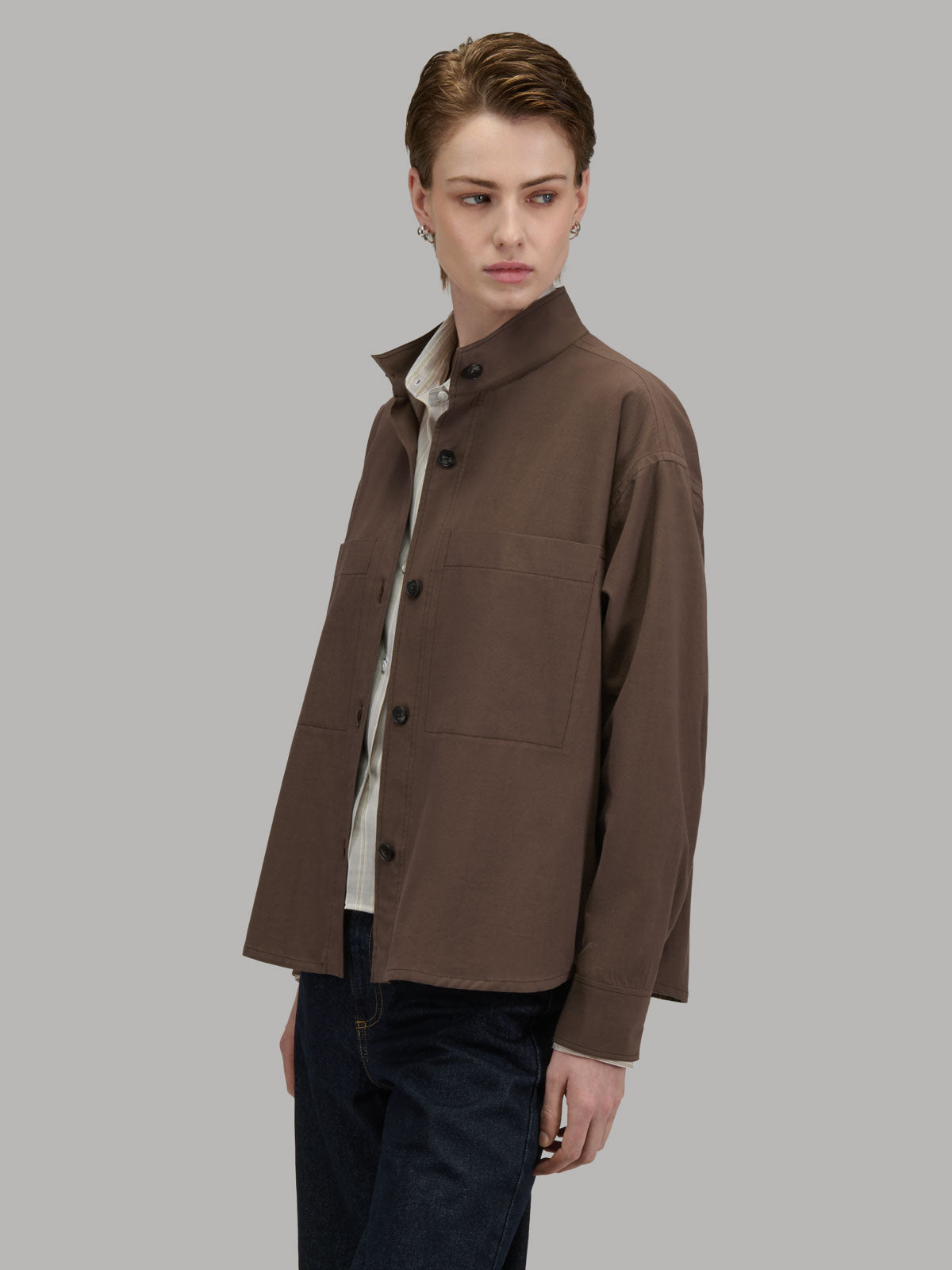 Shirt Solid Colour Crêpe Brown – Xacus