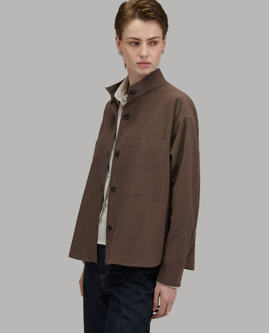 Shirt woman xacus solid colour crêpe brown_6