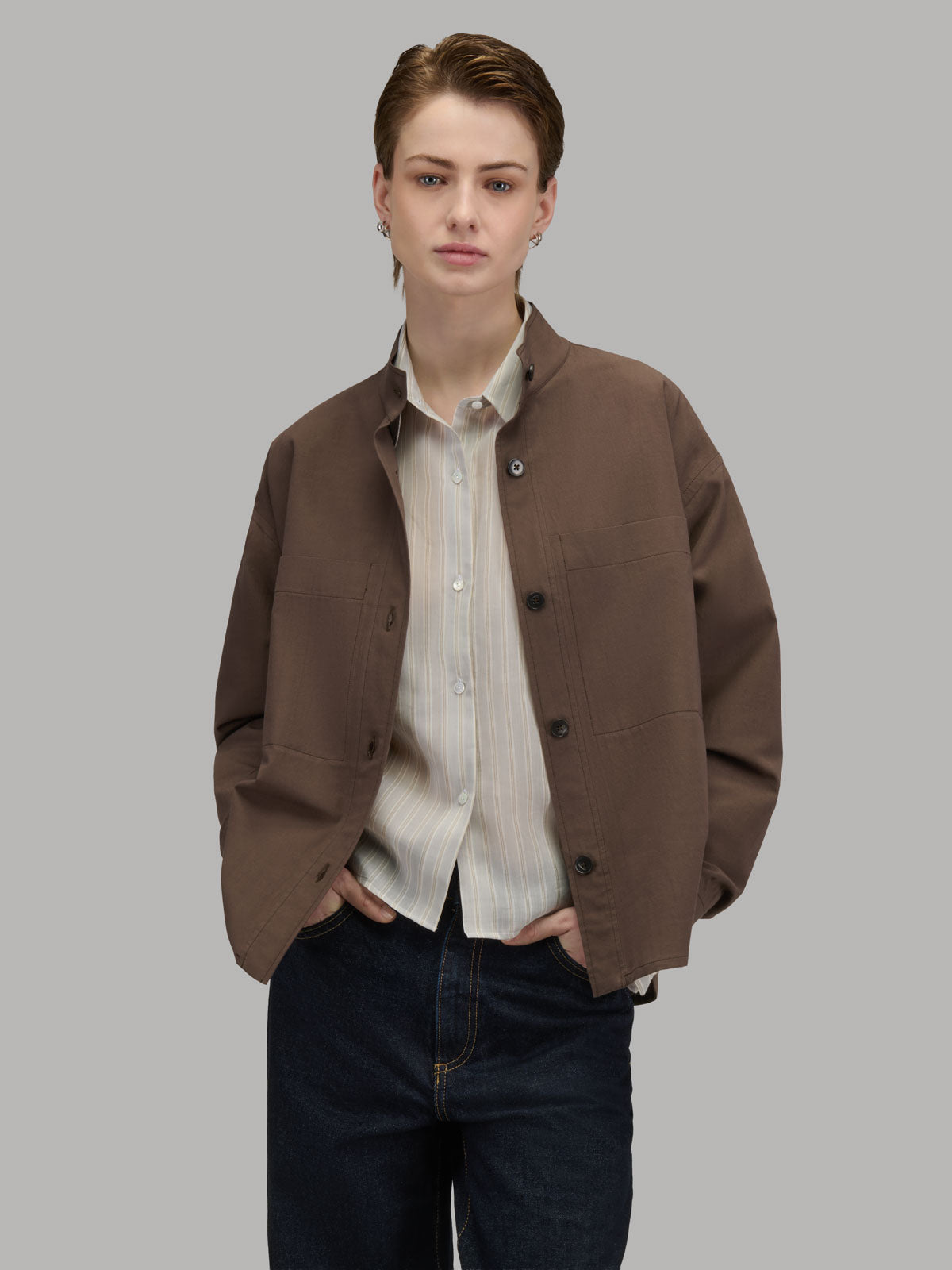 Shirt Solid Colour Crêpe Brown – Xacus