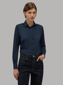 Shirt woman xacus solid colour oxford dark blue_7