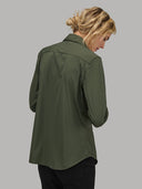 Shirt woman xacus solid colour textured army green_3